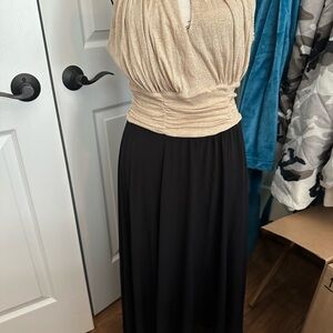 Sangria stunning Gold and Black evening dress. Perfect for wedding or gala